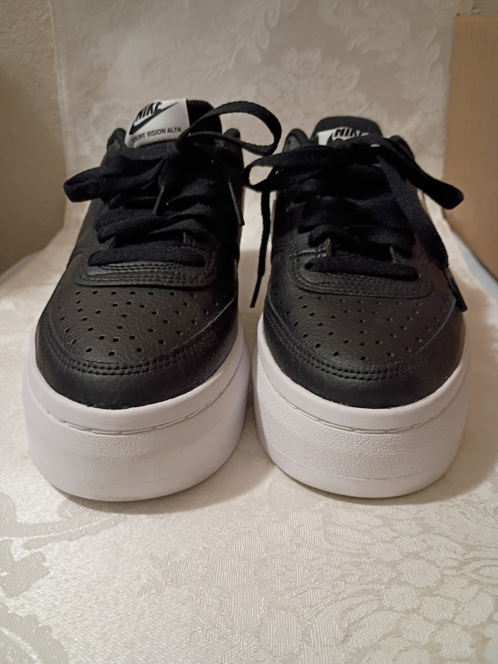 Nike Black & White Court Vision Alta Platform Sneakers Women's Sz 8.5 - Picture 2 of 10